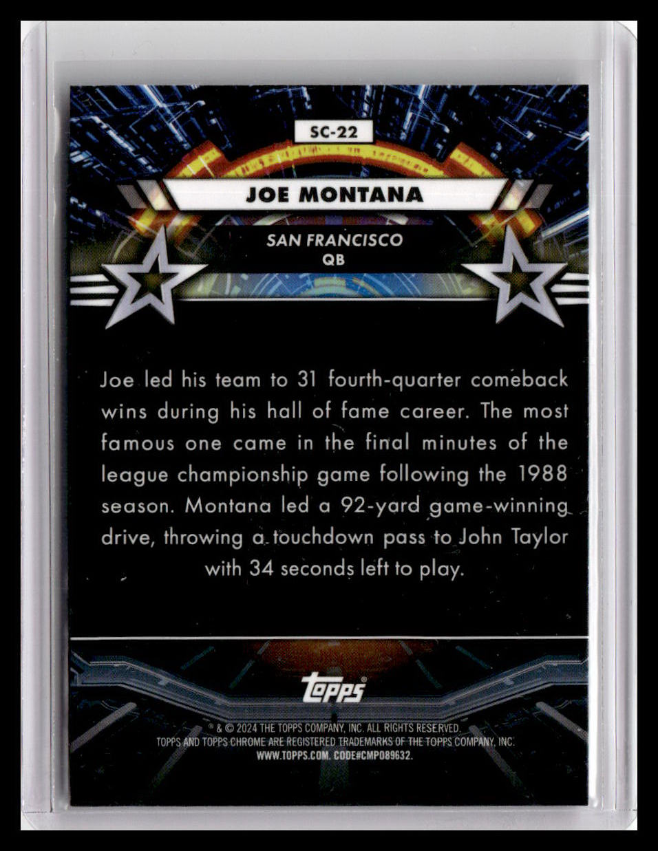 2024 Topps Chrome Cosmic #SC-22 Joe Montana Star Command