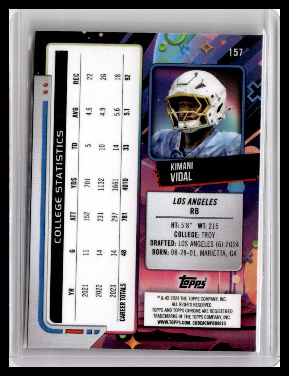 2024 Topps Chrome Cosmic #157 Kimani Vidal Nucleus Refractors