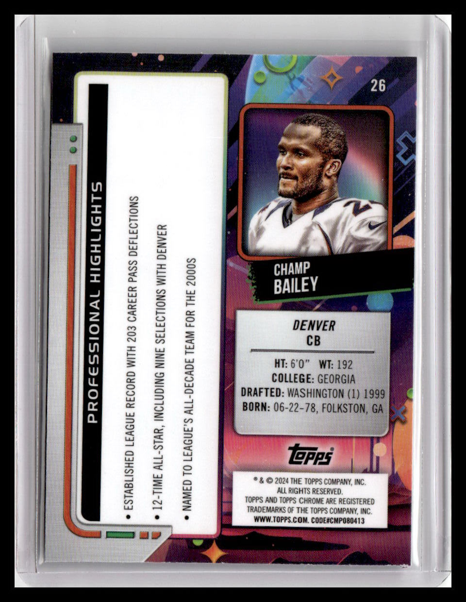 2024 Topps Chrome Cosmic #26 Champ Bailey