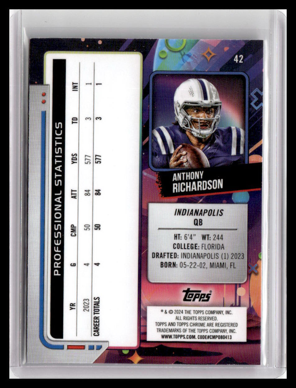 2024 Topps Chrome Cosmic #42 Anthony Richardson