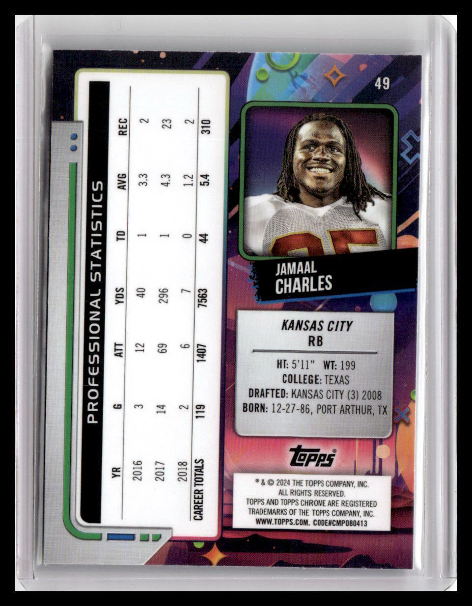 2024 Topps Chrome Cosmic #49 Jamaal Charles