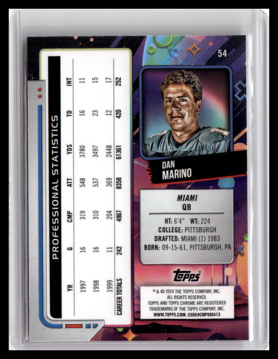 2024 Topps Chrome Cosmic #54 Dan Marino