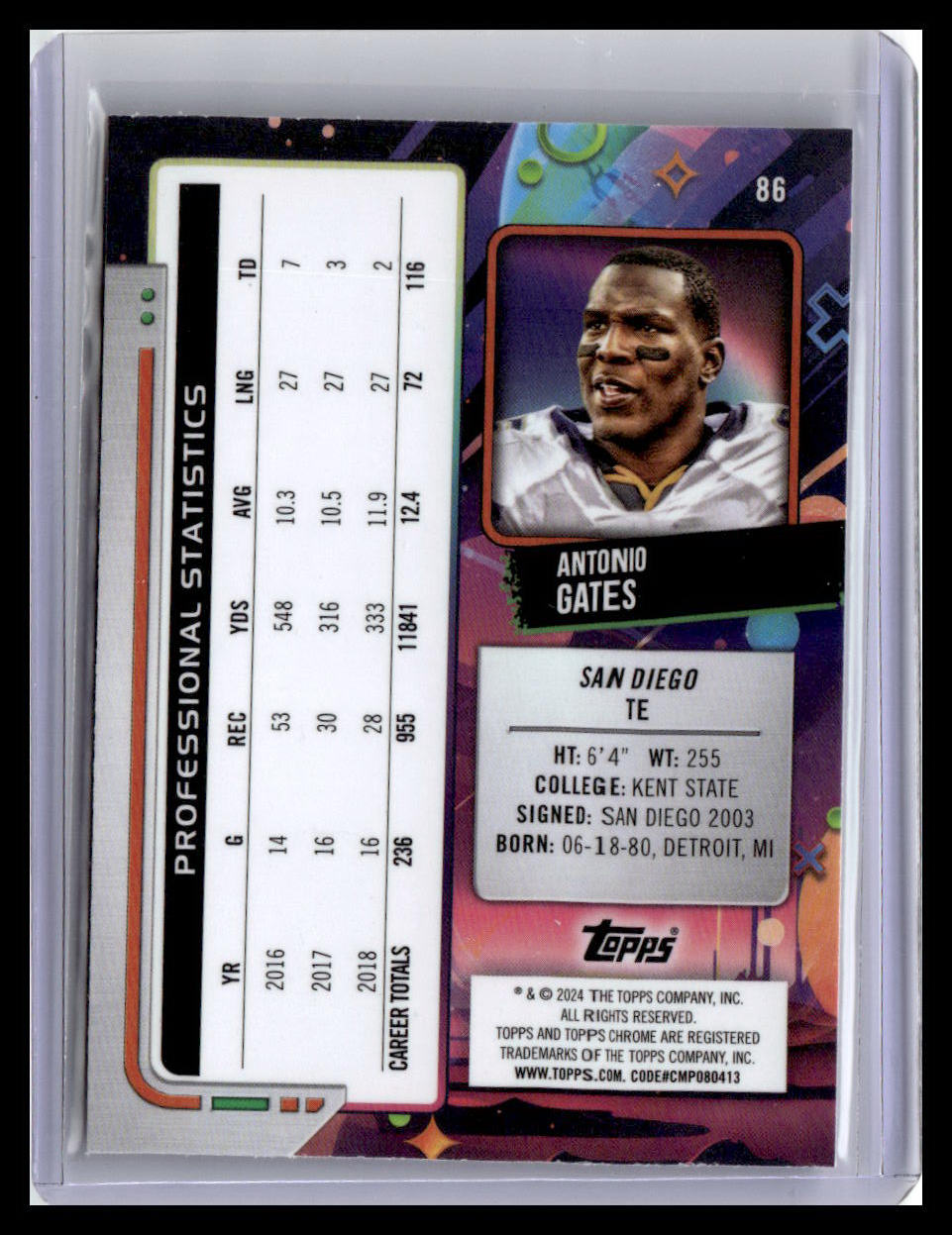 2024 Topps Chrome Cosmic #86 Antonio Gates