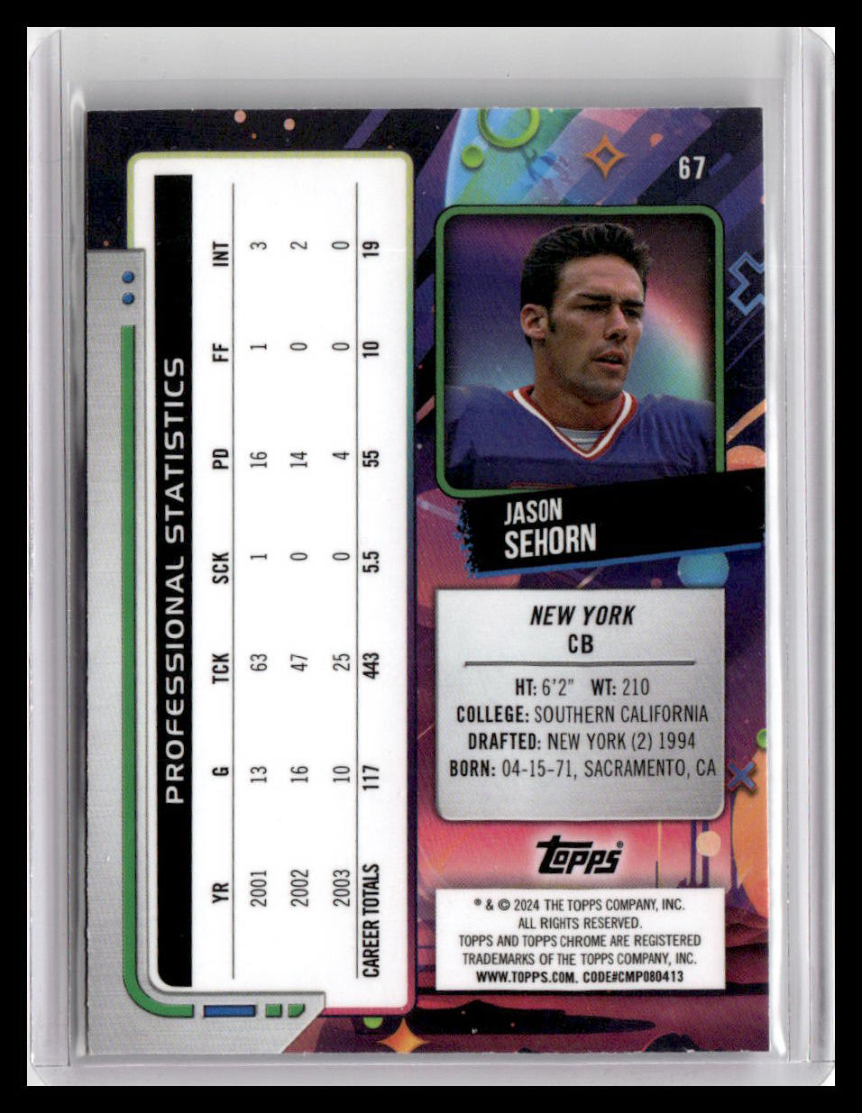 2024 Topps Chrome Cosmic #67 Jason Sehorn