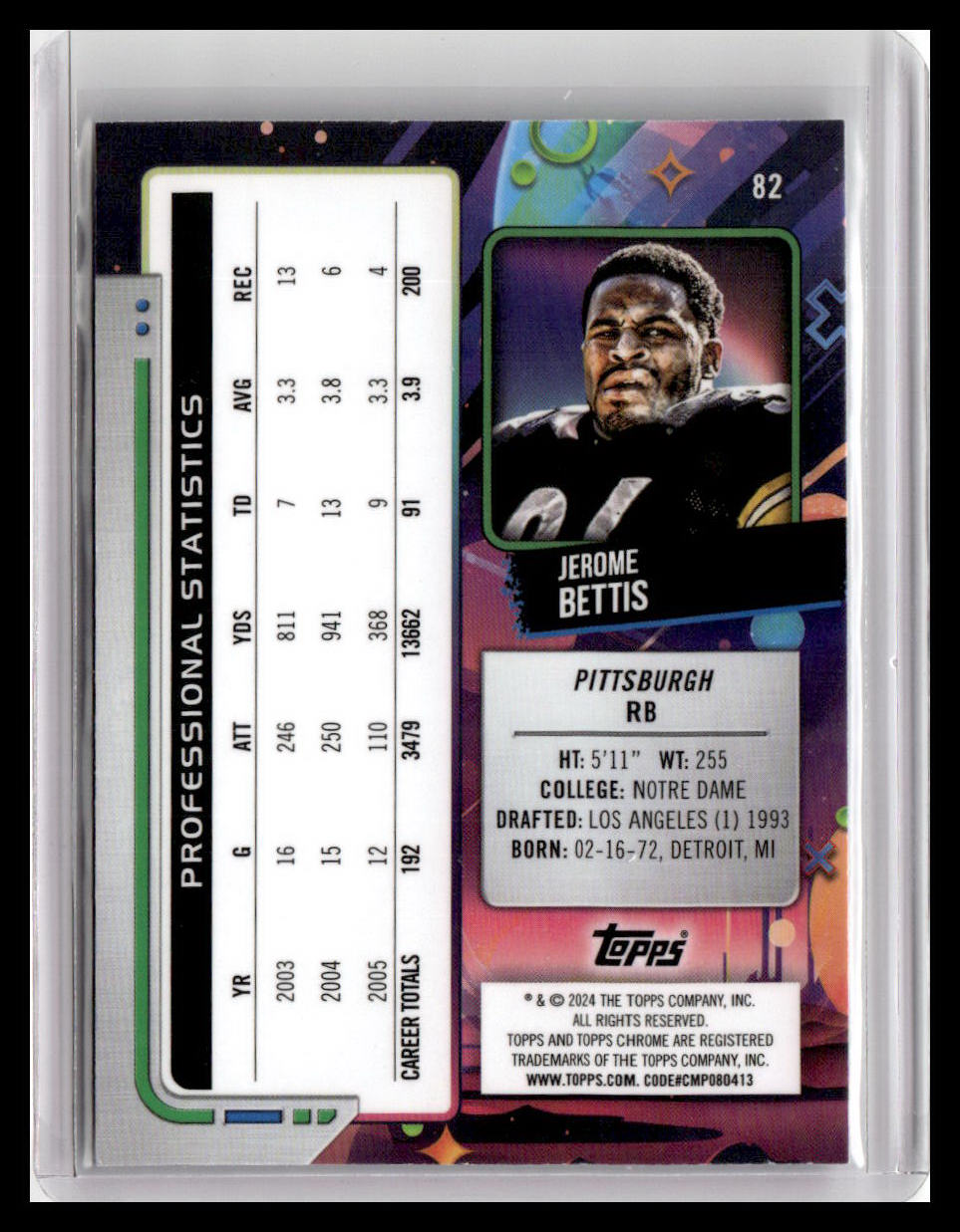 2024 Topps Chrome Cosmic #82 Jerome Bettis