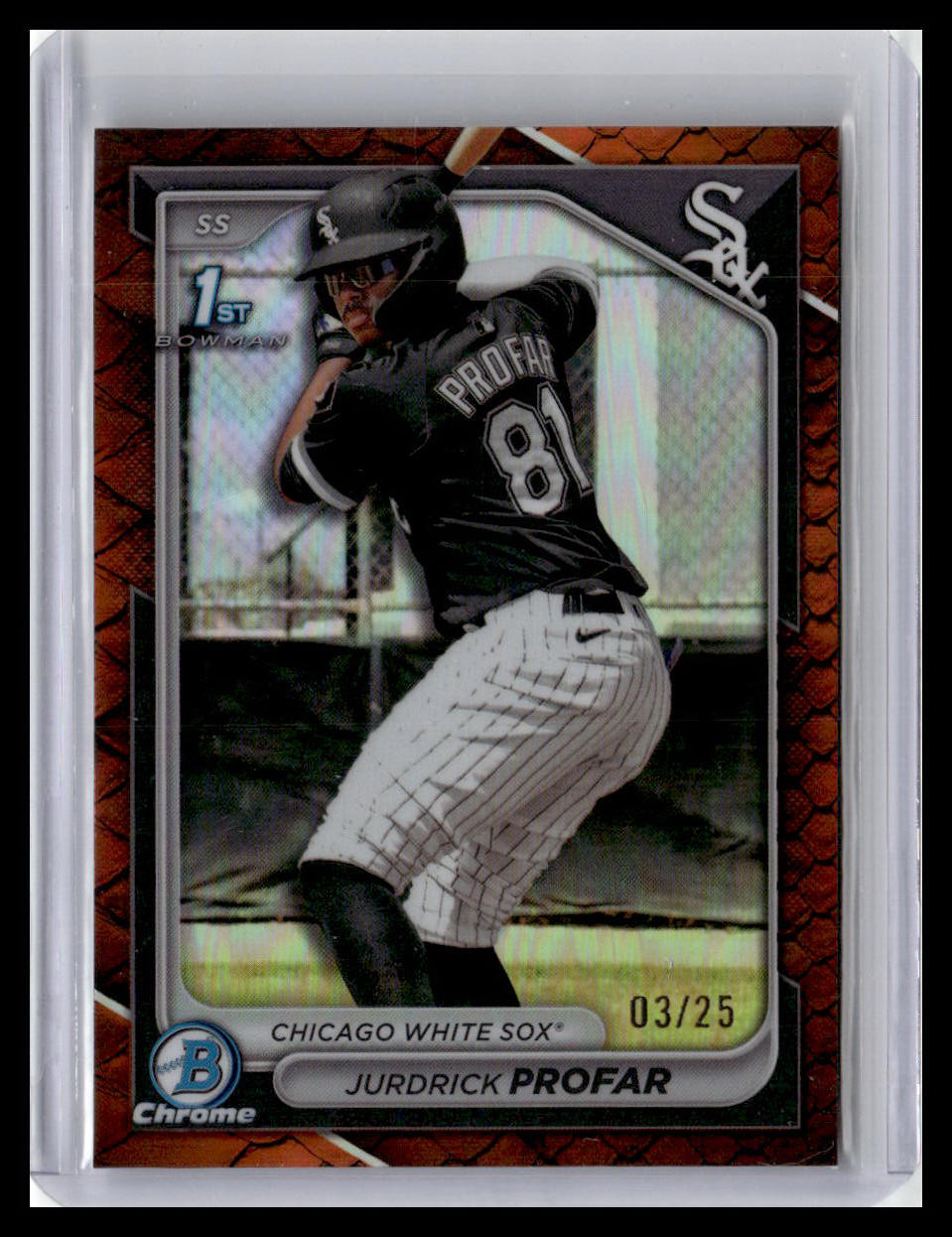 2024 Bowman Chrome #BCP-218 Jurdrick Profar Prospects Reptilian Refractors 3/25