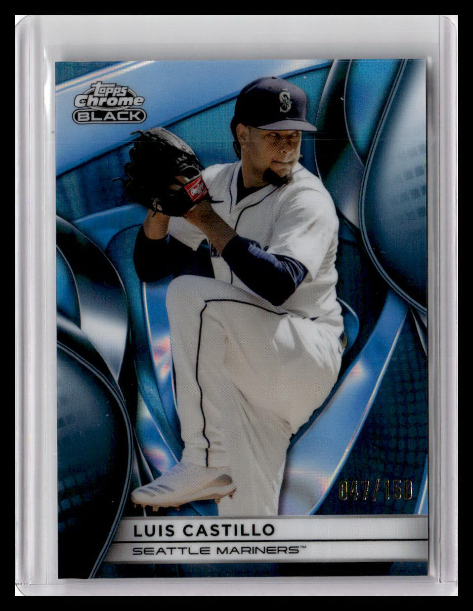 2025 Topps Chrome Black #72 Luis Castillo Blue Lava Refractors #/150