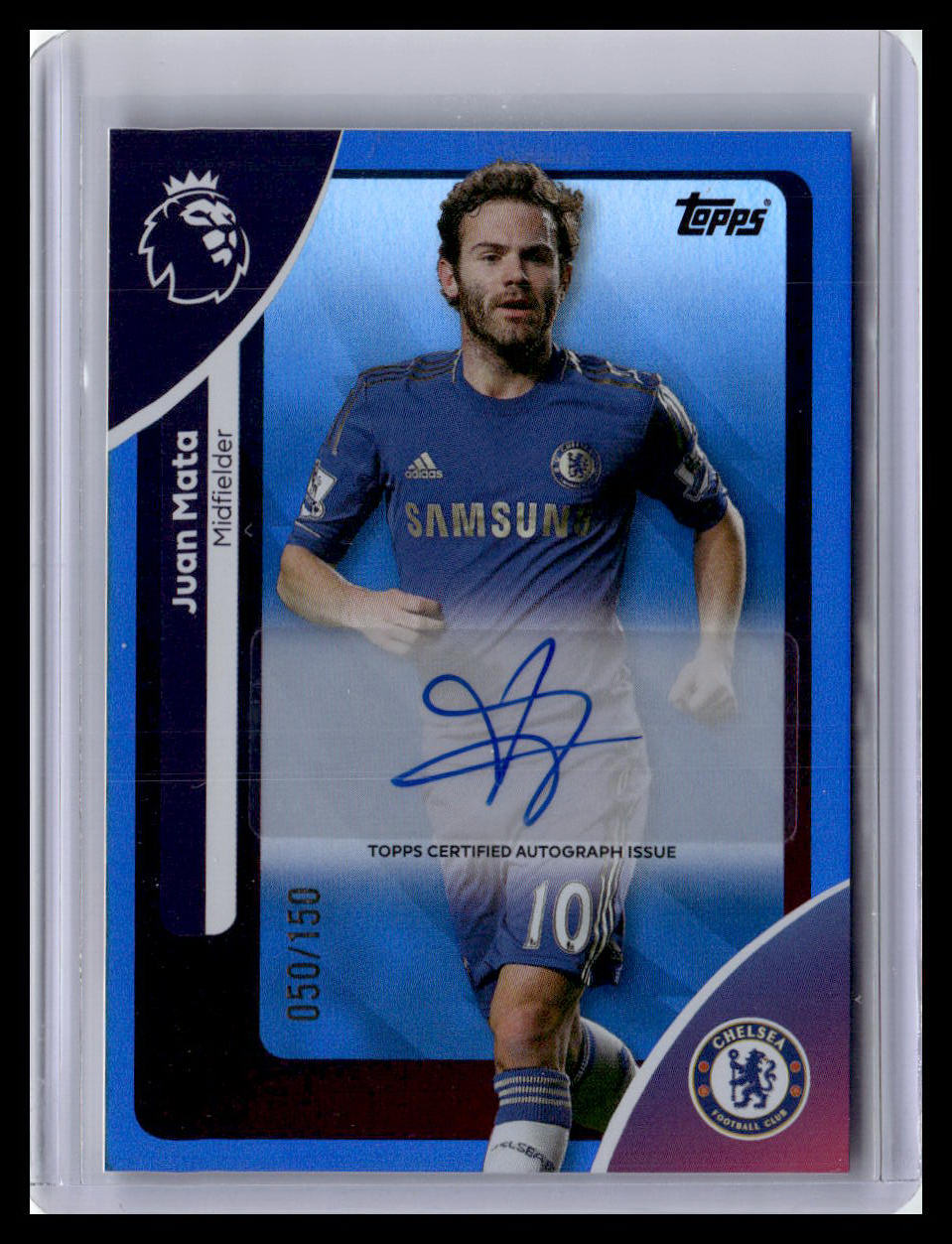 2025-26 Topps Premier League #AC-JMA Juan Mata Autographs Blue Rainbow #/150