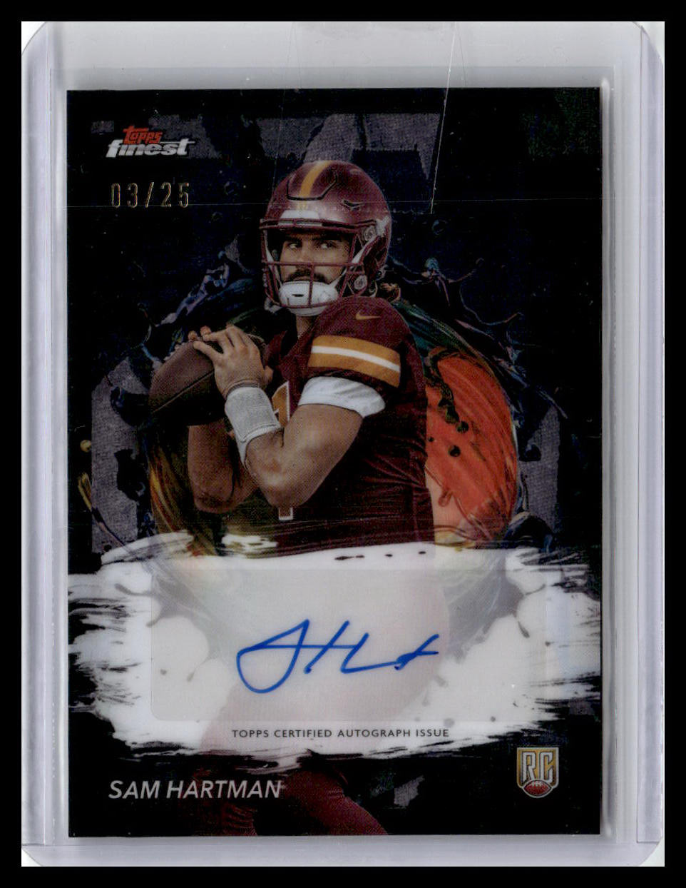 2024 Finest #RFA-SH Sam Hartman Rookie Finest Autographs Black Refractor #/25