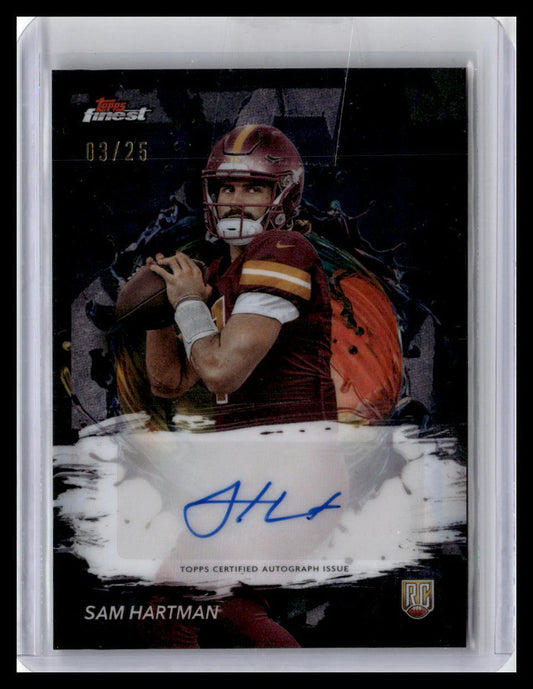 2024 Finest #RFA-SH Sam Hartman Rookie Finest Autographs Black Refractor #/25