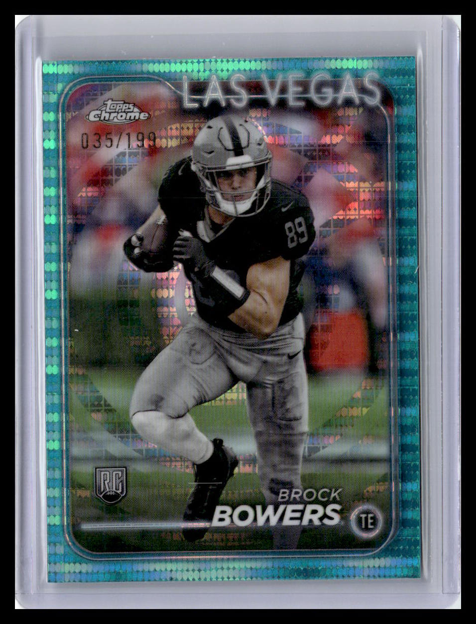 2024 Topps Chrome #207 Brock Bowers Aqua Sonar Refractor #/199