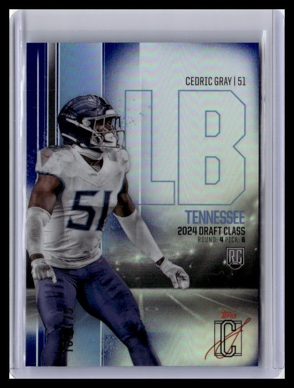 2024 Topps Signature #RCV-129 Cedric Gray RC Chrome Variation Indigo #/175
