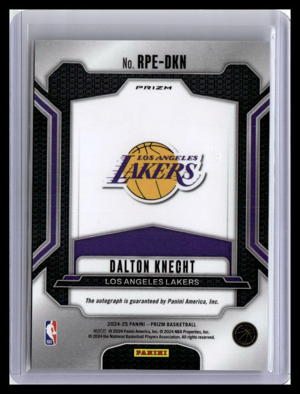 2024-25 Panini Prizm #RPE-DKN Dalton Knecht Rookie Penmanship Prizms Silver