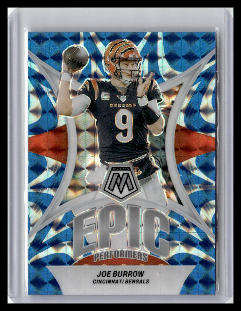 2024 Panini Mosaic #EP-JB Joe Burrow Epic Performers Mosaic Reactive Blue #/99