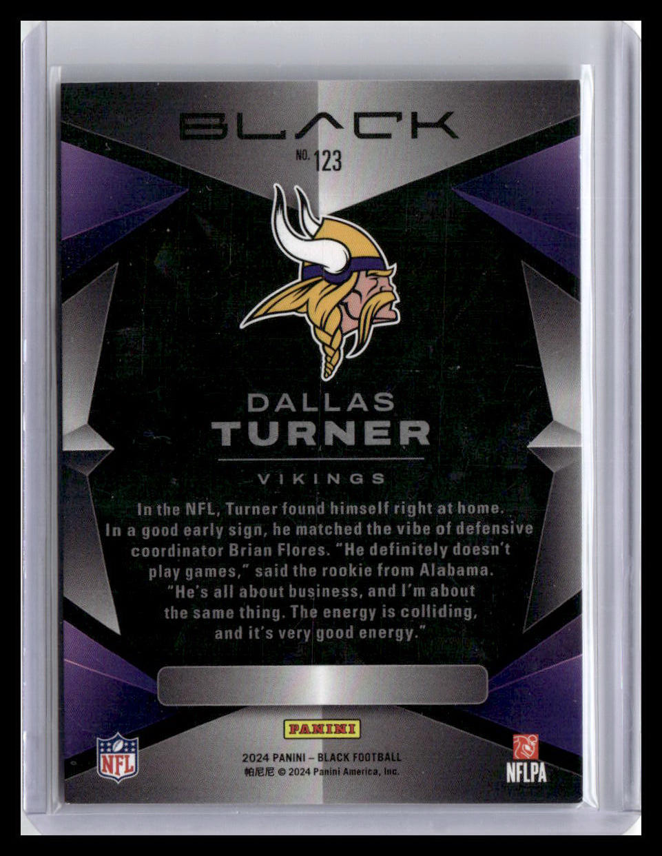 2024 Panini Black #123 Dallas Turner Ruby #/10