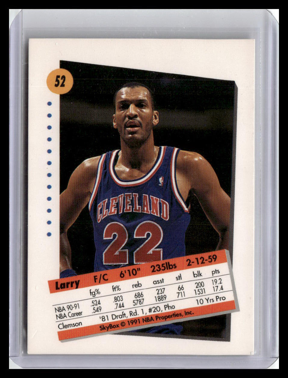 1991-92 SkyBox #52 Larry Nance - Auto