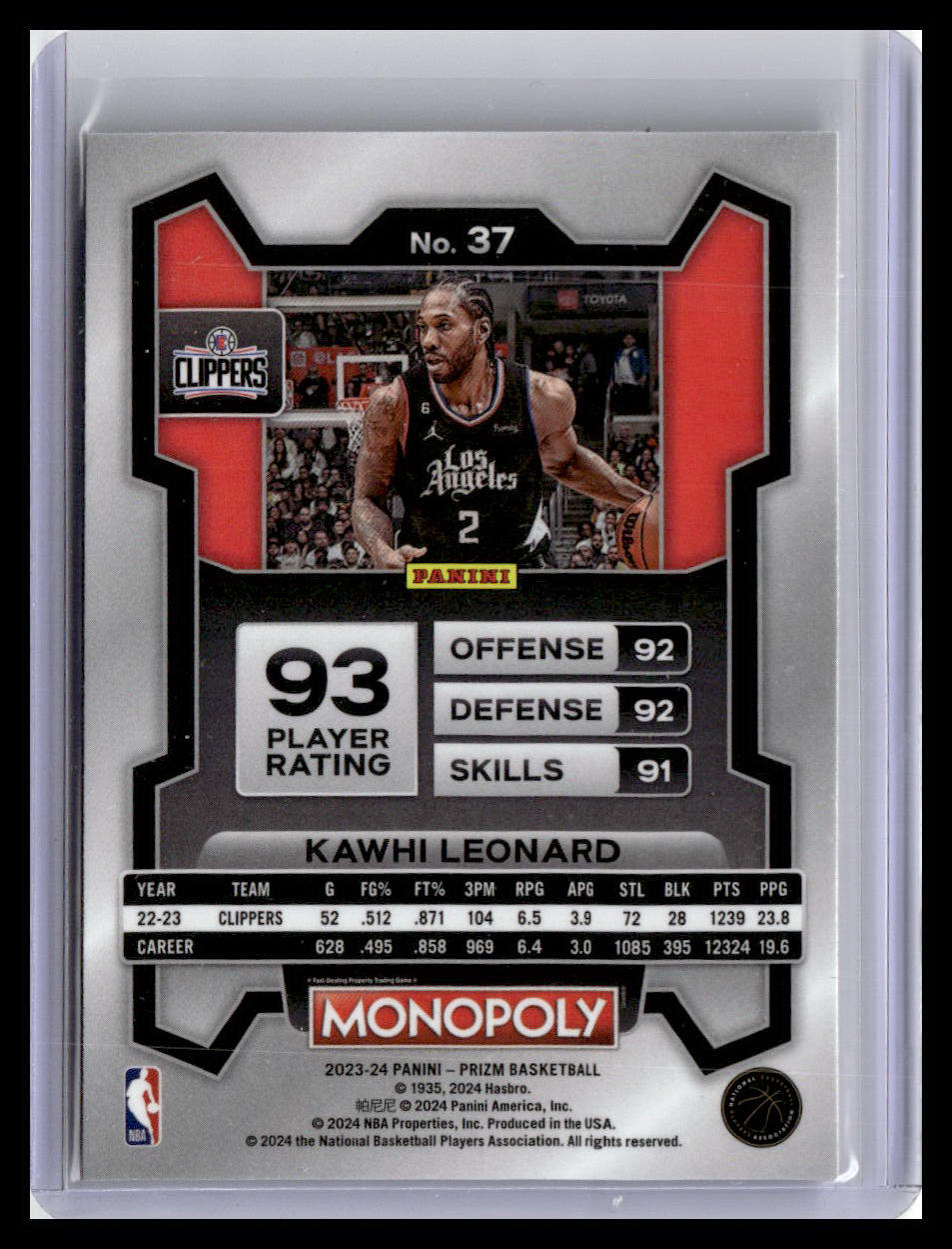 2023-24 Panini Prizm Monopoly #37 Kawhi Leonard