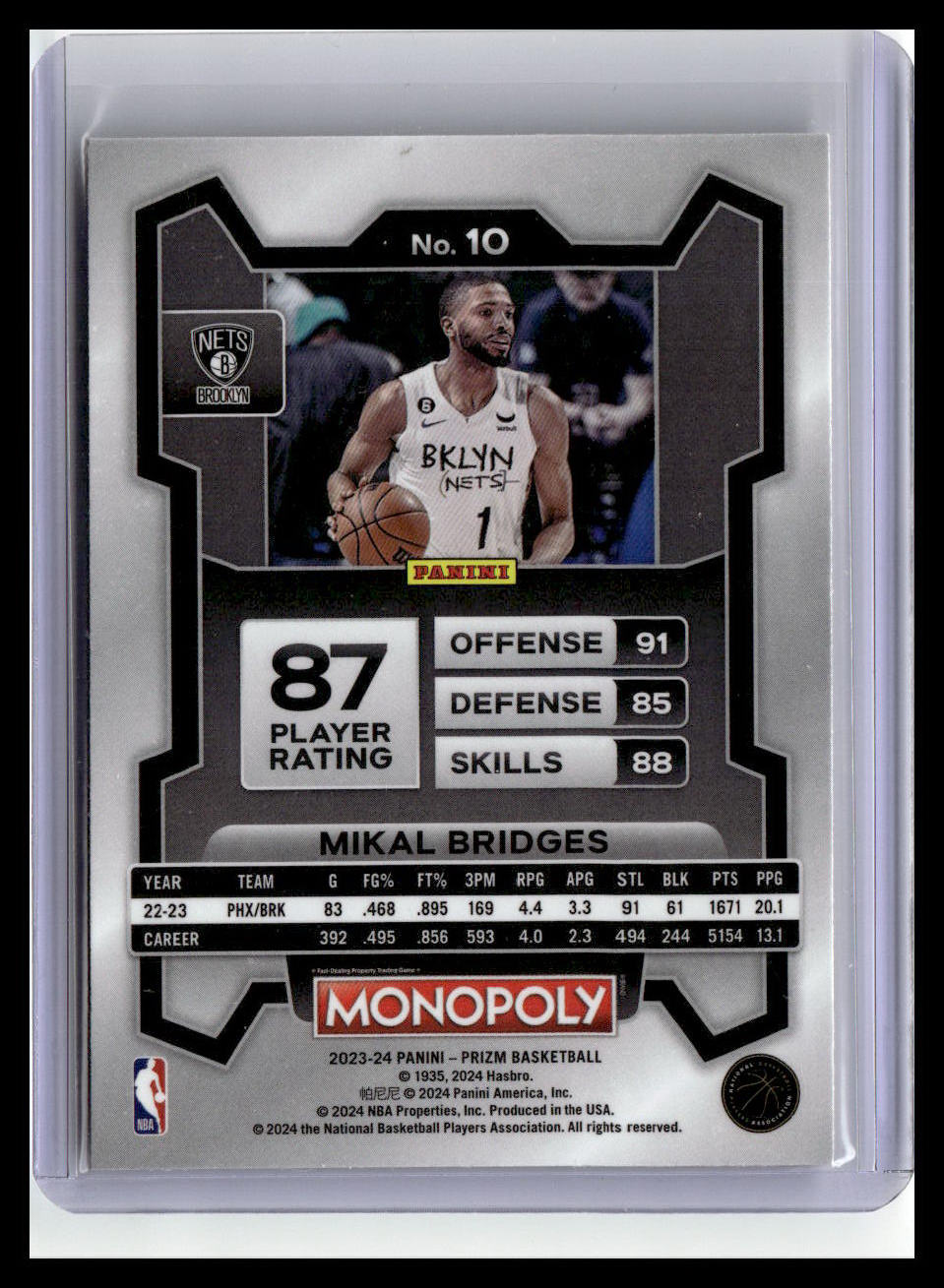 2023-24 Panini Prizm Monopoly #10 Mikal Bridges