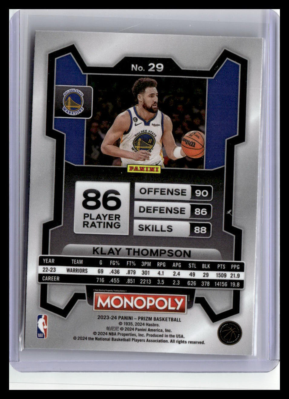 2023-24 Panini Prizm Monopoly #29 Klay Thompson