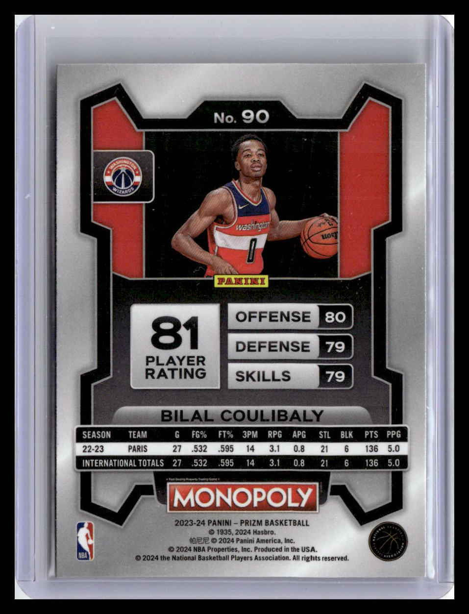 2023-24 Panini Prizm Monopoly #90 Bilal Coulibaly
