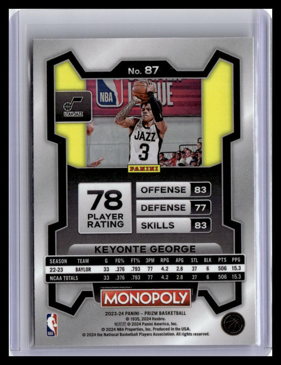 2023-24 Panini Prizm Monopoly #87 Keyonte George