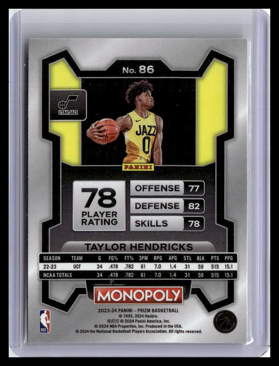 2023-24 Panini Prizm Monopoly #86 Taylor Hendricks