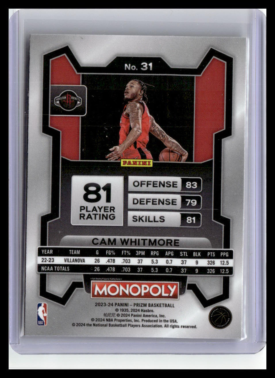 2023-24 Panini Prizm Monopoly #31 Cam Whitmore