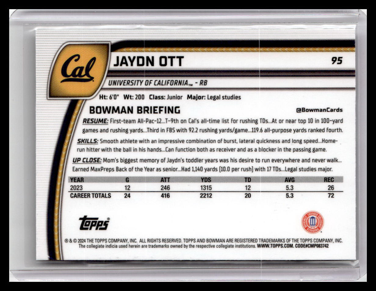 2024 Bowman University Chrome #95 Jaydn Ott