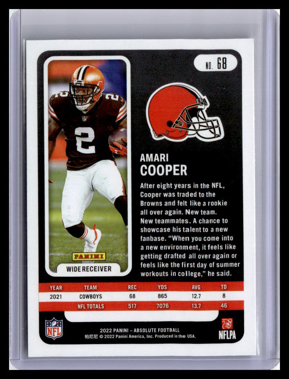 2022 Panini Absolute #68 Amari Cooper Green