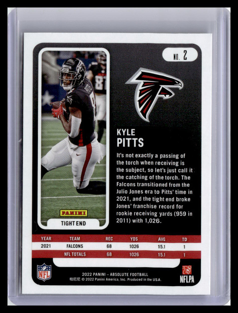 2022 Panini Absolute #2 Kyle Pitts