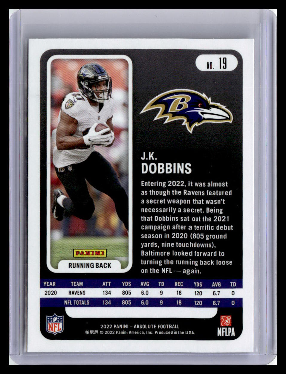 2022 Panini Absolute #19 J.K. Dobbins