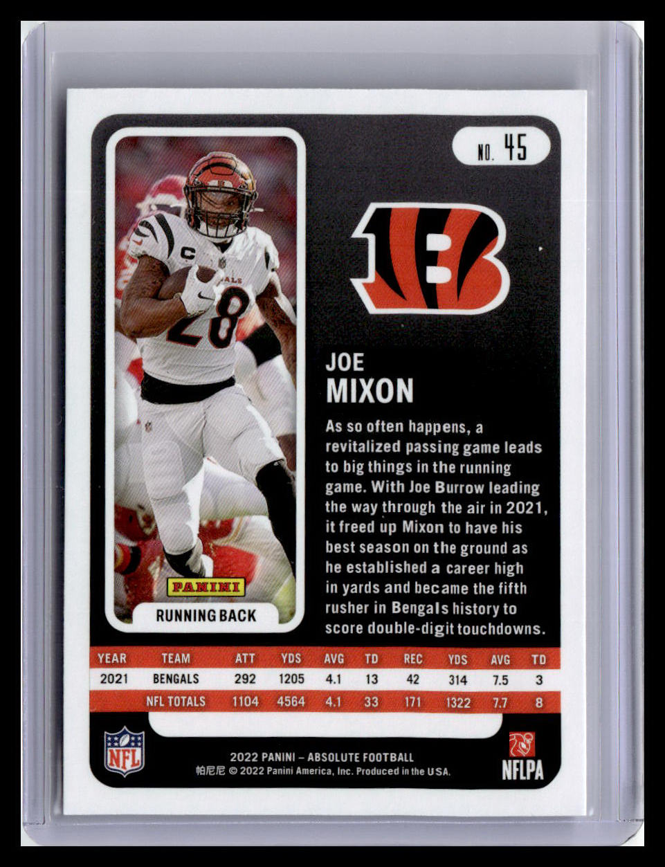2022 Panini Absolute #45 Joe Mixon