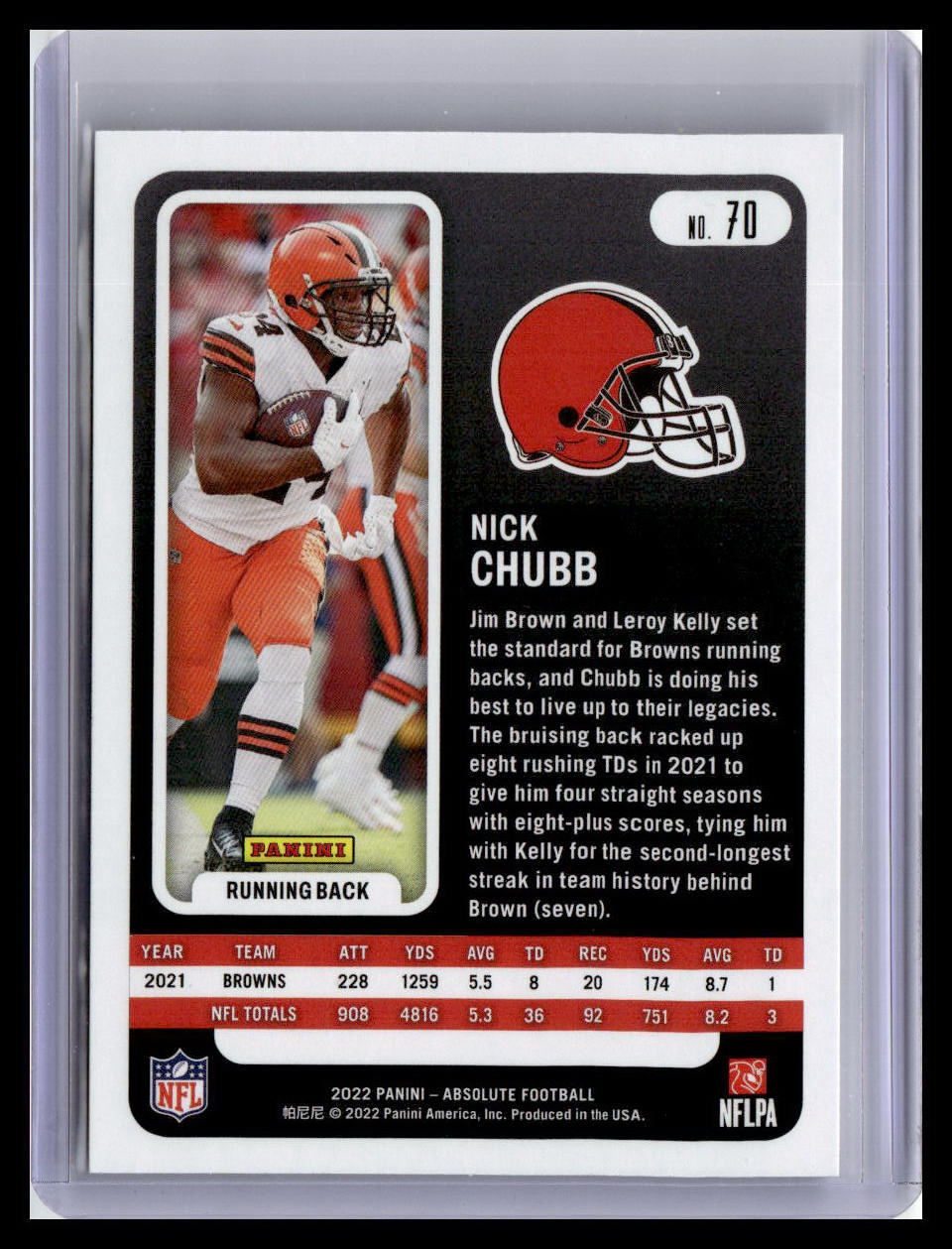 2022 Panini Absolute #70 Nick Chubb