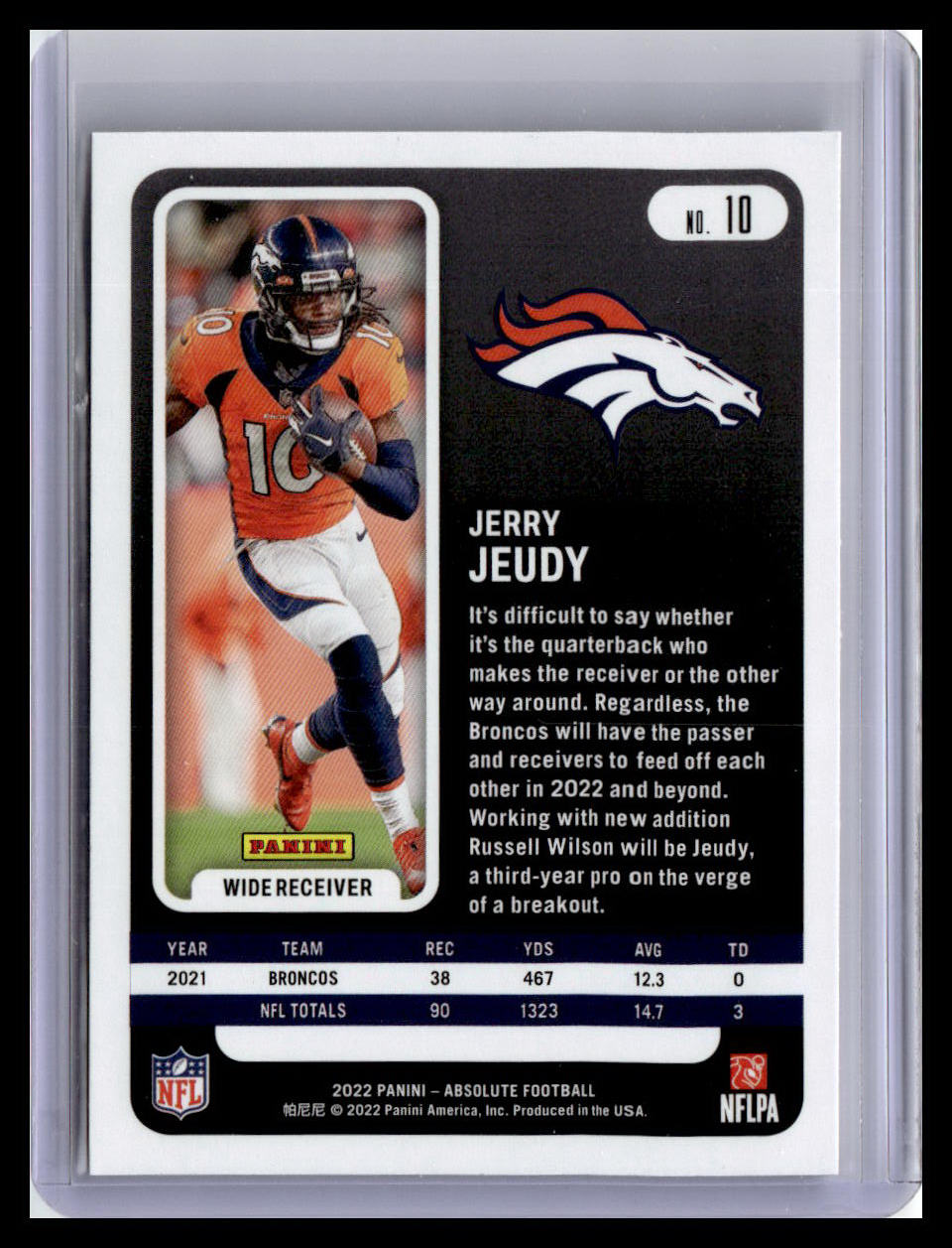 2022 Panini Absolute #10 Jerry Jeudy