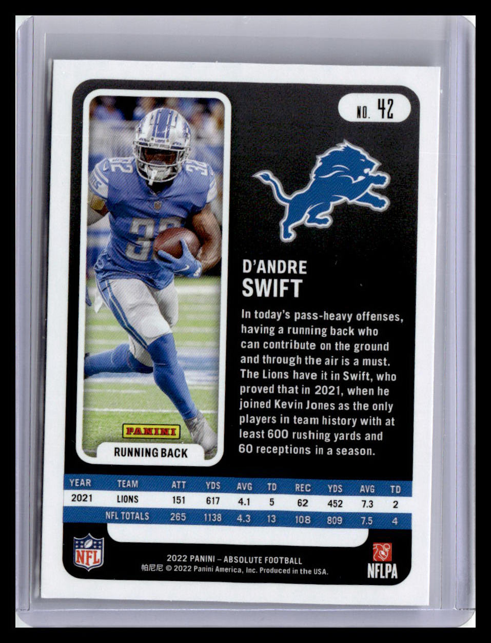 2022 Panini Absolute #42 D'Andre Swift