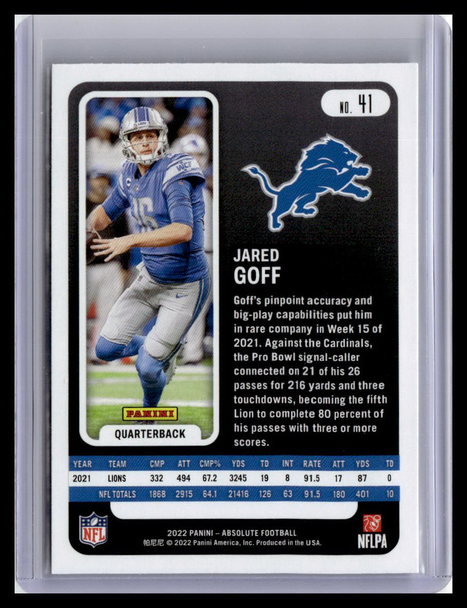 2022 Panini Absolute #41 Jared Goff