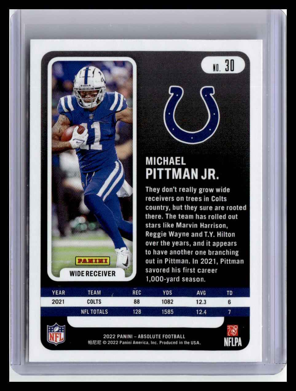 2022 Panini Absolute #30 Michael Pittman Jr.