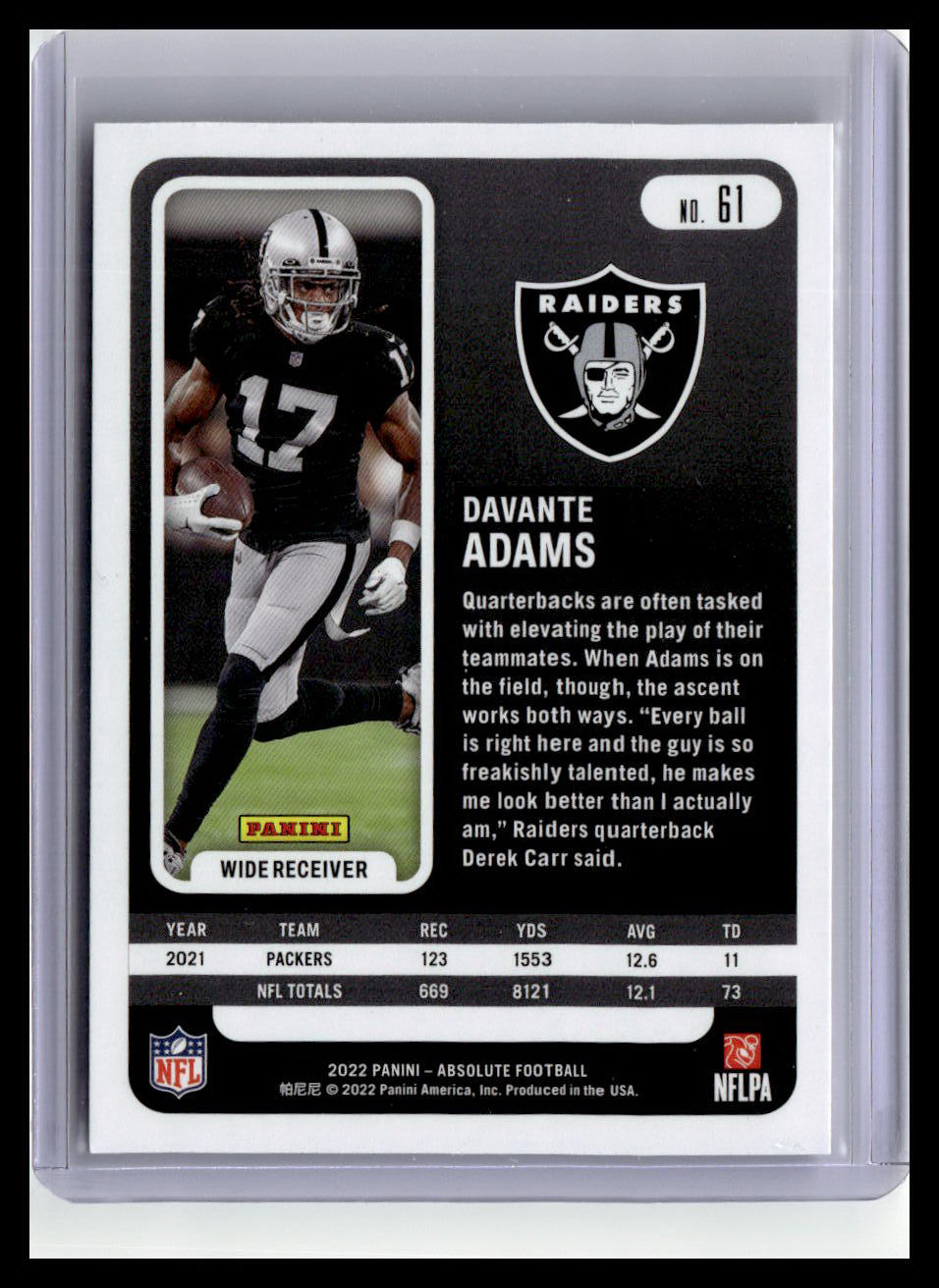 2022 Panini Absolute #61 Davante Adams