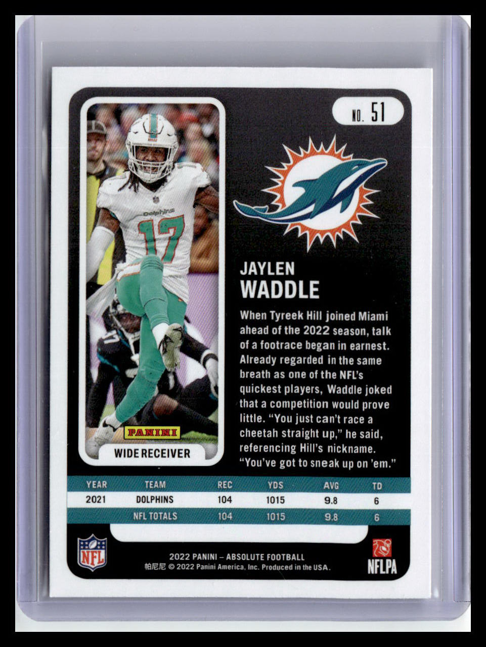 2022 Panini Absolute #51 Jaylen Waddle