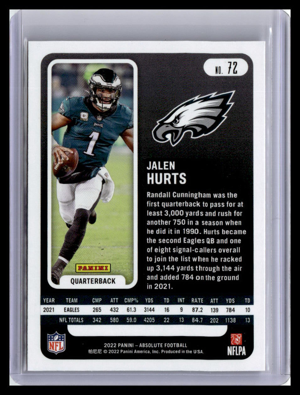 2022 Panini Absolute #72 Jalen Hurts