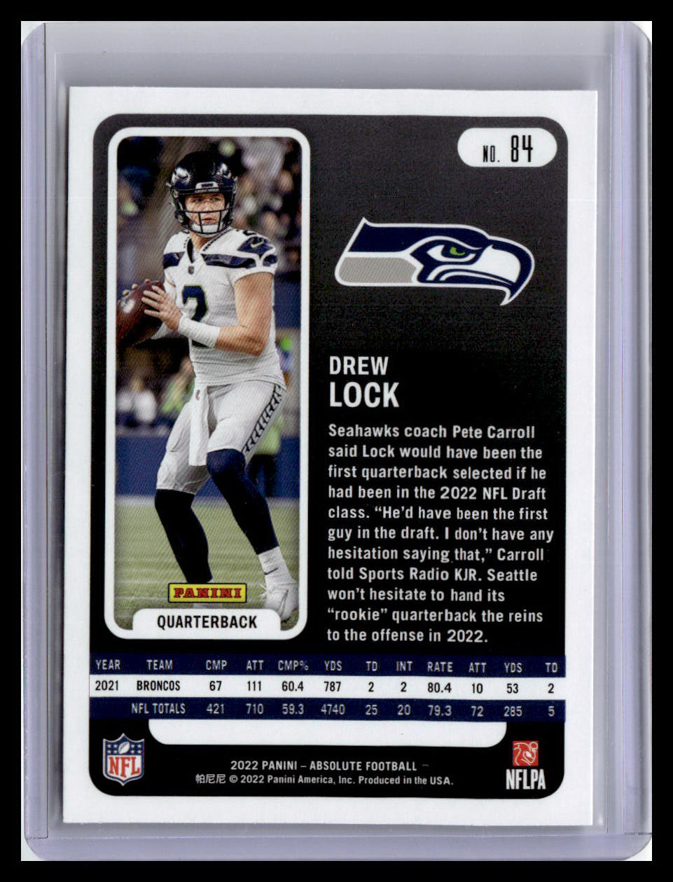 2022 Panini Absolute #84 Drew Lock