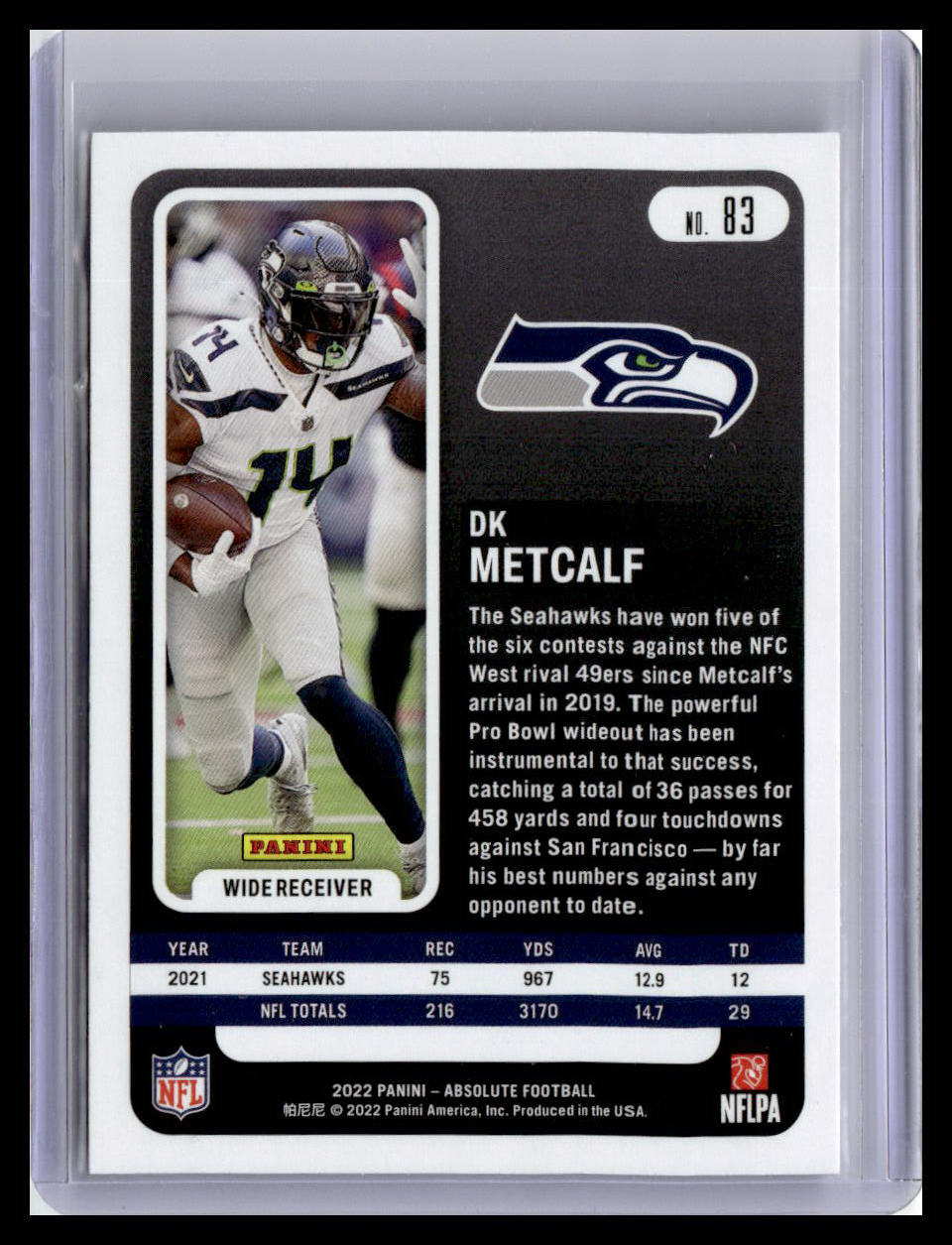 2022 Panini Absolute #83 DK Metcalf Green
