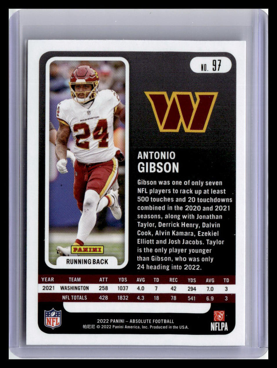 2022 Panini Absolute #97 Antonio Gibson