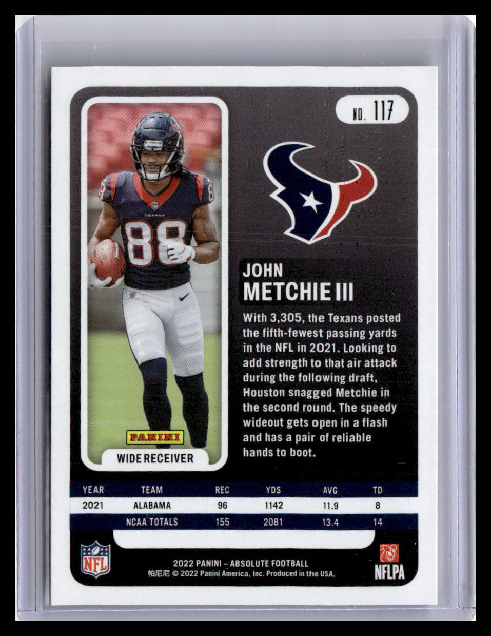 2022 Panini Absolute #117 John Metchie III
