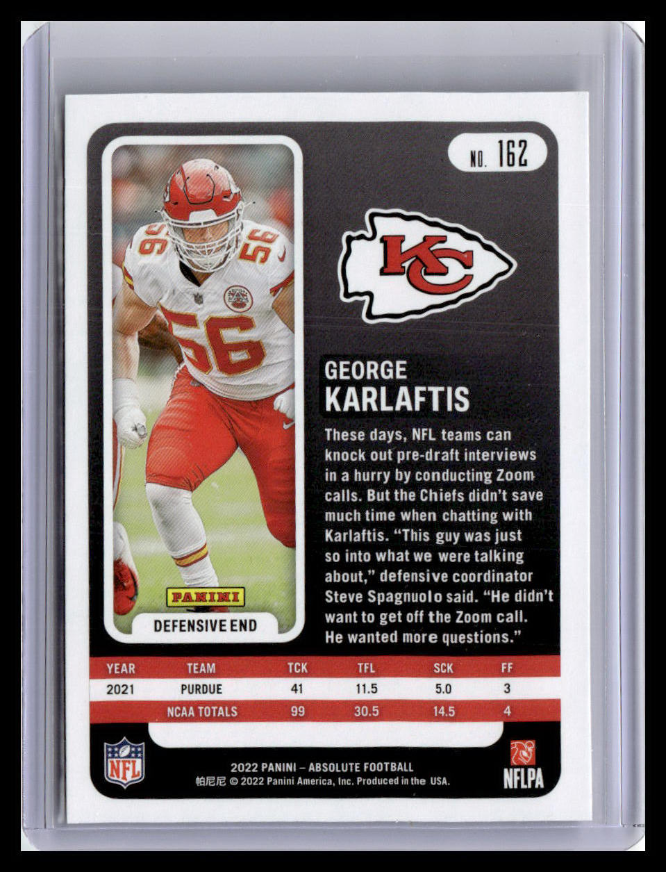 2022 Panini Absolute #162 George Karlaftis