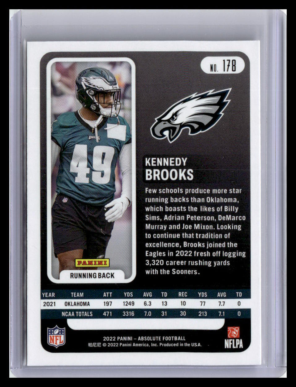 2022 Panini Absolute #178 Kennedy Brooks