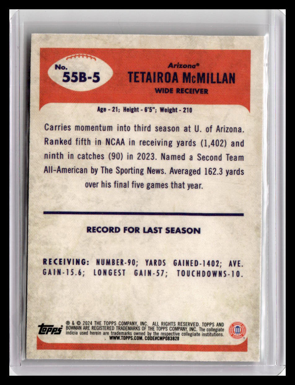 2024 Bowman University Chrome #55B-5 Tetairoa McMillan 1955 Bowman Football