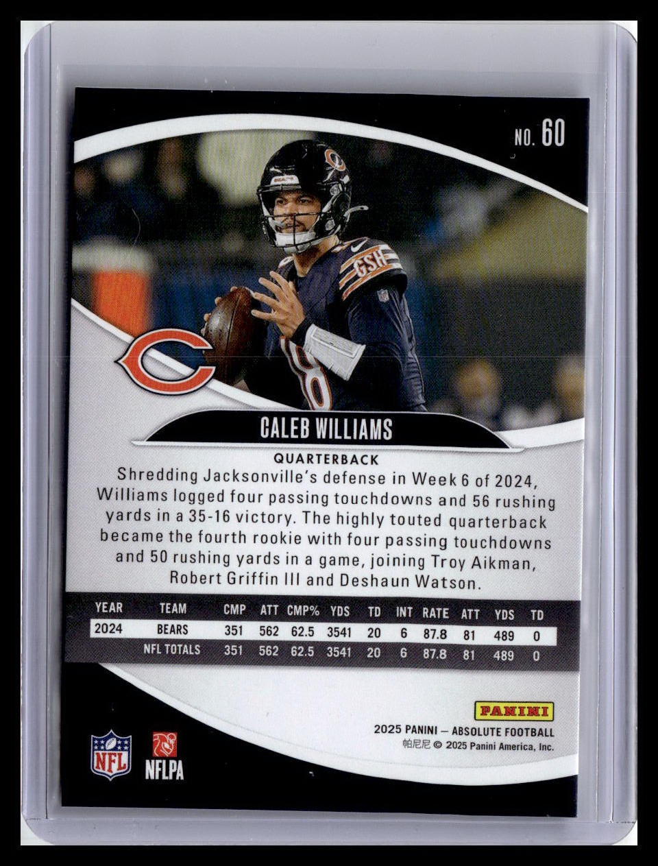 2025 Panini Absolute Countdown Calendar #60 Caleb Williams