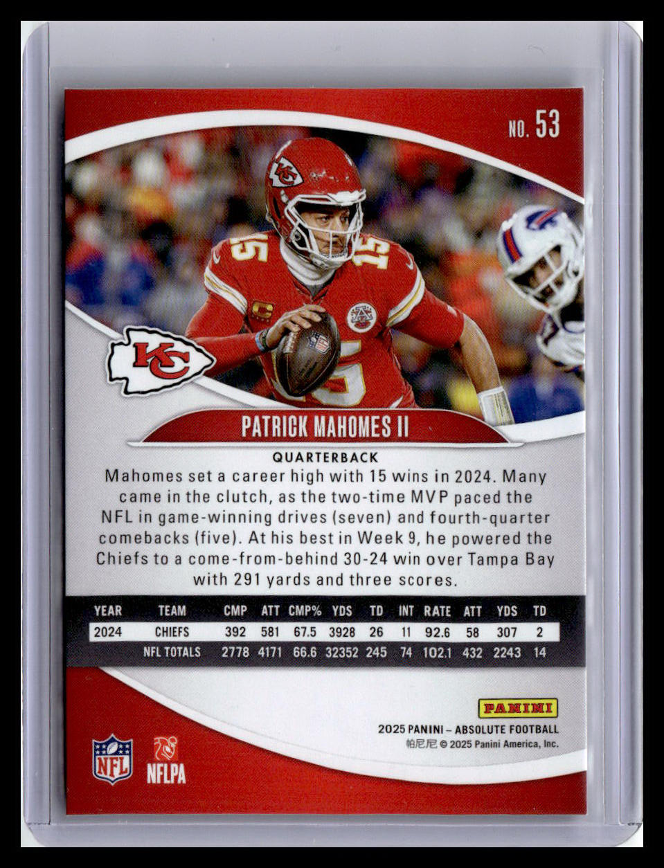 2025 Panini Absolute Countdown Calendar #53 Patrick Mahomes II