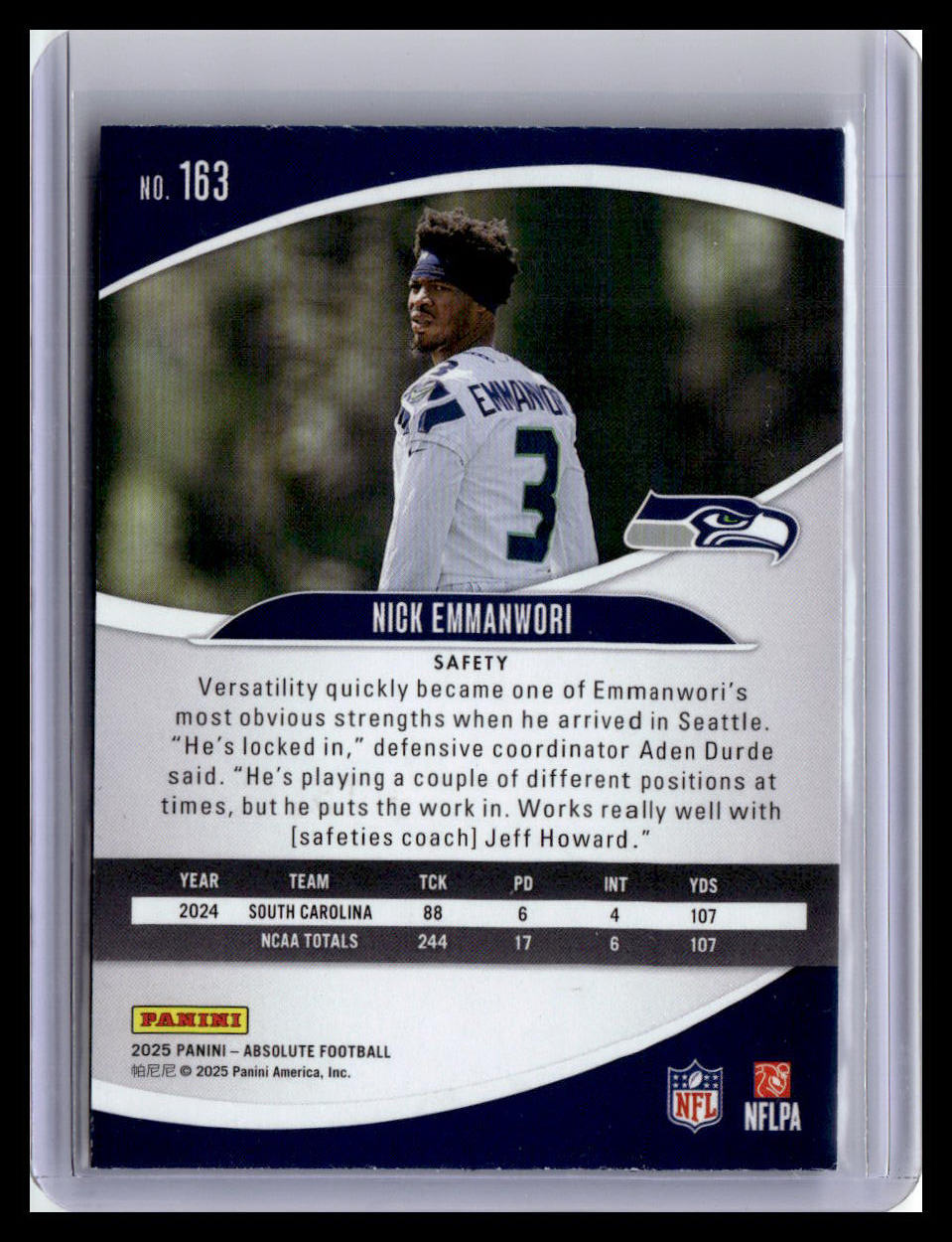 2025 Panini Absolute Countdown Calendar #163 Nick Emmanwori